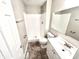 Clean bathroom with shower, vanity, and neutral walls at 5826 Buck Rill Dr, Indianapolis, IN 46237