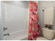 Bathroom featuring a bright pink floral shower curtain at 750 Trillium St, Lebanon, IN 46052