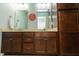 Bathroom featuring double vanity with undermount sinks, wooden cabinetry, and decorative mirrors at 750 Trillium St, Lebanon, IN 46052
