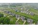 An elevated view shows this community of large homes, many featuring swimming pools and well-manicured landscaping at 8165 Oakley Ter, Zionsville, IN 46077