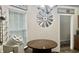 Eat-in kitchen nook featuring rustic decor with a view of the back yard at 108 Meadowview Dr, Mooresville, IN 46158