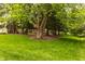 Lush green backyard with mature trees and a well-maintained lawn, offering privacy and space at 1229 Helford Ln, Carmel, IN 46032