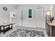 Hallway space with neutral paint, modern art, and bright natural light for a contemporary look at 13844 N Cardonia Dr, Camby, IN 46113