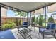 Charming screened-in patio featuring comfortable seating and tranquil views of the backyard and greenery at 13844 N Cardonia Dr, Camby, IN 46113