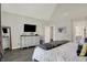 Bright bedroom with vaulted ceiling features a television and ensuite bath access at 1586 Mairn Ave, Carmel, IN 46032