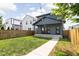 Inviting backyard featuring lush green grass, a privacy fence, and stylish string lights at 1717 Carrollton Ave, Indianapolis, IN 46202