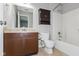 Traditional bathroom with vanity, toilet, bathtub, shower combination, and tiled floor at 18005 Gasparilla Ct, Westfield, IN 46062