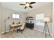 Contemporary home office setup with a wooden desk, comfortable chair, and modern lighting at 2026 Spruce St, Indianapolis, IN 46203