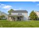 Back exterior view of home with covered patio, and well maintained lawn at 2247 Rolling Hill Ct, Columbus, IN 47201