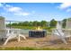 Backyard with fire pit and seating, perfect for relaxing outdoors with serene lake views at 2247 Rolling Hill Ct, Columbus, IN 47201
