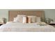 Bright bedroom features stylish décor with a wooden-framed headboard, decorative pillows, and soft bedding at 2247 Rolling Hill Ct, Columbus, IN 47201