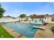 Spacious backyard with a pool covered for the off-season at 4697 W Ridge Dr, Columbus, IN 47203