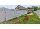 Backyard featuring a white privacy fence, a grassy area, and partial view of the house at 524 S Meridian S St, Lebanon, IN 46052