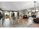 Bright kitchen featuring large island with barstool seating with adjacent living area at 648 Shakespeare Dr, Avon, IN 46123