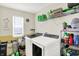 Bright laundry room featuring modern appliances and ample storage shelves for organization at 10902 Jimmy Lake Dr, Indianapolis, IN 46239