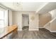 Open concept dining room with wood floors is situated steps away from the staircase to the upper level at 1139 Maple Stream Dr, Indianapolis, IN 46217