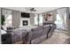 Cozy living room features a stone fireplace and plush seating at 1143 Hampton Dr, Greenwood, IN 46143