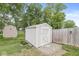 Small storage shed in the backyard, perfect for tools and equipment to maintain the lawn and garden at 126 Winding Brook Way, Pendleton, IN 46064