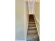 Carpeted staircase featuring painted walls and a modern white handrail leading to the upper level of the home at 12656 Cerromar Ct, Carmel, IN 46033