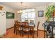 Sunny dining room featuring a wood table with seating for six, hardwood floors, and a bright window at 1547 Millridge Dr, Greenwood, IN 46143