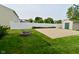 Spacious backyard with a well-maintained lawn, basketball court and shed at 1744 Salina Dr, Avon, IN 46123