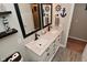 Stylish bathroom features double sinks, elegant decor, and coastal-inspired accents at 1744 Salina Dr, Avon, IN 46123