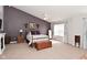 Spacious bedroom with vaulted ceilings, fireplace, and charming decor at 1744 Salina Dr, Avon, IN 46123