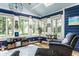Bright sunroom with large windows, blue walls, and comfortable seating at 289 Sandbrook Dr, Noblesville, IN 46062