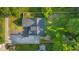 Aerial view showcases the home's layout, landscaping, and surrounding greenery at 3365 Riverside Dr, Columbus, IN 47203