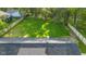 Aerial view of the backyard featuring a well-maintained lawn and a privacy fence at 3365 Riverside Dr, Columbus, IN 47203