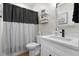 Inviting bathroom with modern fixtures, contrasting colors, and decorative accents at 3365 Riverside Dr, Columbus, IN 47203