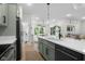 Bright open-concept kitchen with stainless steel appliances, island, shaker cabinets and eat in kitchen at 3365 Riverside Dr, Columbus, IN 47203