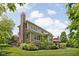 Exterior of home showing deck with fireplace, and manicured backyard at 4529 Panthera Leo Dr, Carmel, IN 46074