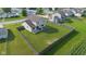 Aerial view of a fenced backyard with a patio, providing an overview of the outdoor space at 4605 Clairmont Dr, Columbus, IN 47203