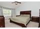 Spacious bedroom featuring a large window, ceiling fan, and dark wood furniture at 5456 Reston Dr, Plainfield, IN 46168