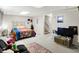 Finished basement with a bedroom featuring neutral carpet, white walls and ample lighting at 8121 Bromley Pl, Indianapolis, IN 46219