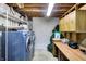 Laundry area with front load washer and dryer, cabinets and shelving for storage at 8121 Bromley Pl, Indianapolis, IN 46219
