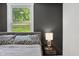 Cozy bedroom features natural light from the window and a contemporary aesthetic with dark walls at 8576 Riser Dr, , IN 46164