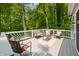 Relaxing outdoor deck features stylish seating and wooded views at 8576 Riser Dr, , IN 46164