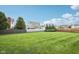 Extensive backyard featuring a lush green lawn, surrounded by trees and fencing for privacy and outdoor enjoyment at 10806 Solis Cir, Fishers, IN 46038
