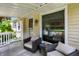 Inviting front porch with cozy seating, views of the neighborhood, and charming details at 1411 N Kenmore Rd, Indianapolis, IN 46219