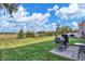 Backyard patio features a grill and outdoor seating, perfect for entertaining, with a view of the expansive lawn at 2211 Willowview Dr, Indianapolis, IN 46239