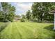 Spacious backyard with lush lawn, privacy fence, and mature trees, perfect for outdoor activities at 4020 Alden Ave, Indianapolis, IN 46221