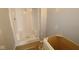 Bathroom with new shower, beige walls, and unfinished vanity at 4171 Barrel Ln, Westfield, IN 46062