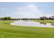 Scenic view of a peaceful pond surrounded by lush green grass and trees in a residential area at 4617 S Cobblestone Dr, Zionsville, IN 46077