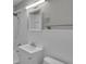 This bathroom is updated with white tile and modern fixtures at 4708 Haverford Ave, Indianapolis, IN 46205