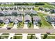 An aerial perspective highlights a neatly arranged residential area, with houses, streets, and lush greenery, ideal community living at 5409 Brandywine Dr, Whitestown, IN 46075