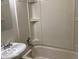 Bathroom featuring a shower and tub combo, sink, and a mirror at 618 W Mckenzie Rd, Greenfield, IN 46140