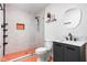 Contemporary bathroom featuring sleek shower, modern vanity, and stylish fixtures at 6464 Whitley Ln, Indianapolis, IN 46260