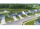 Beautiful aerial view of lovely homes in a quiet neighborhood near a serene pond at 7171 E Rising Sun S Cir, Camby, IN 46113